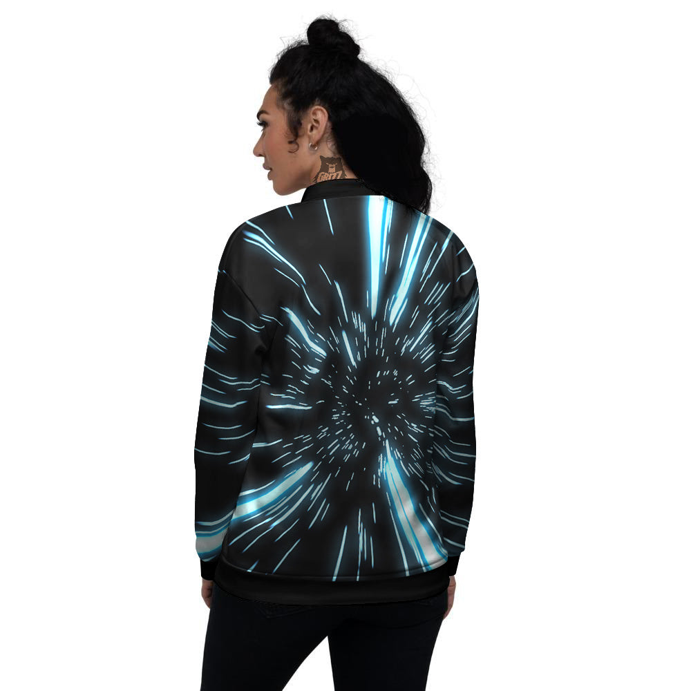 Lightspeed Blue Print Women's Bomber Jacket-grizzshop