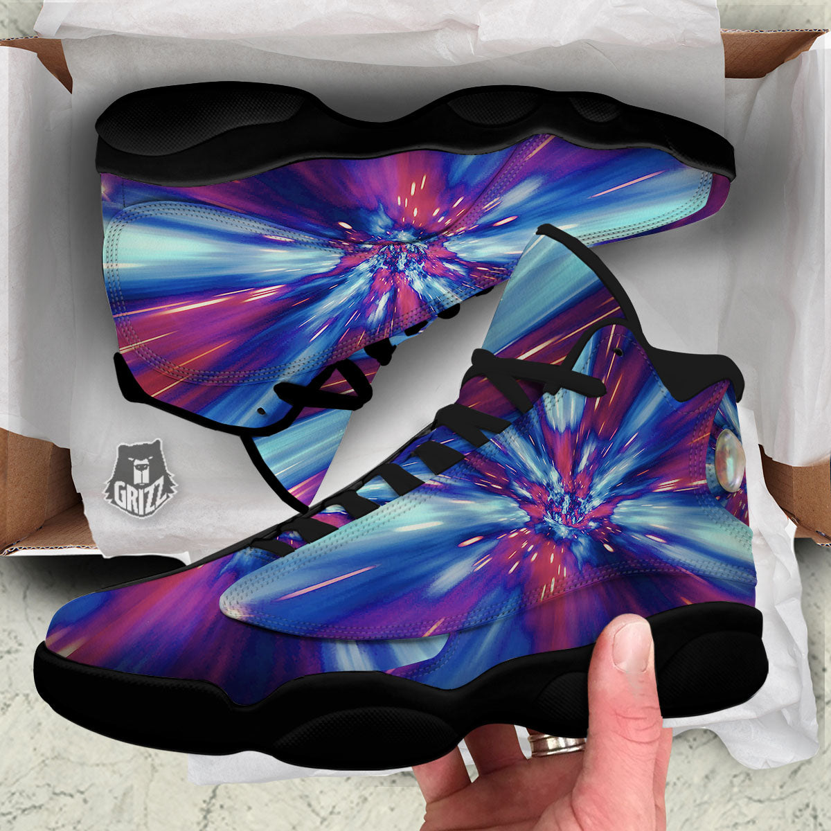 Lightspeed Galaxy Print Black Basketball Shoes-grizzshop