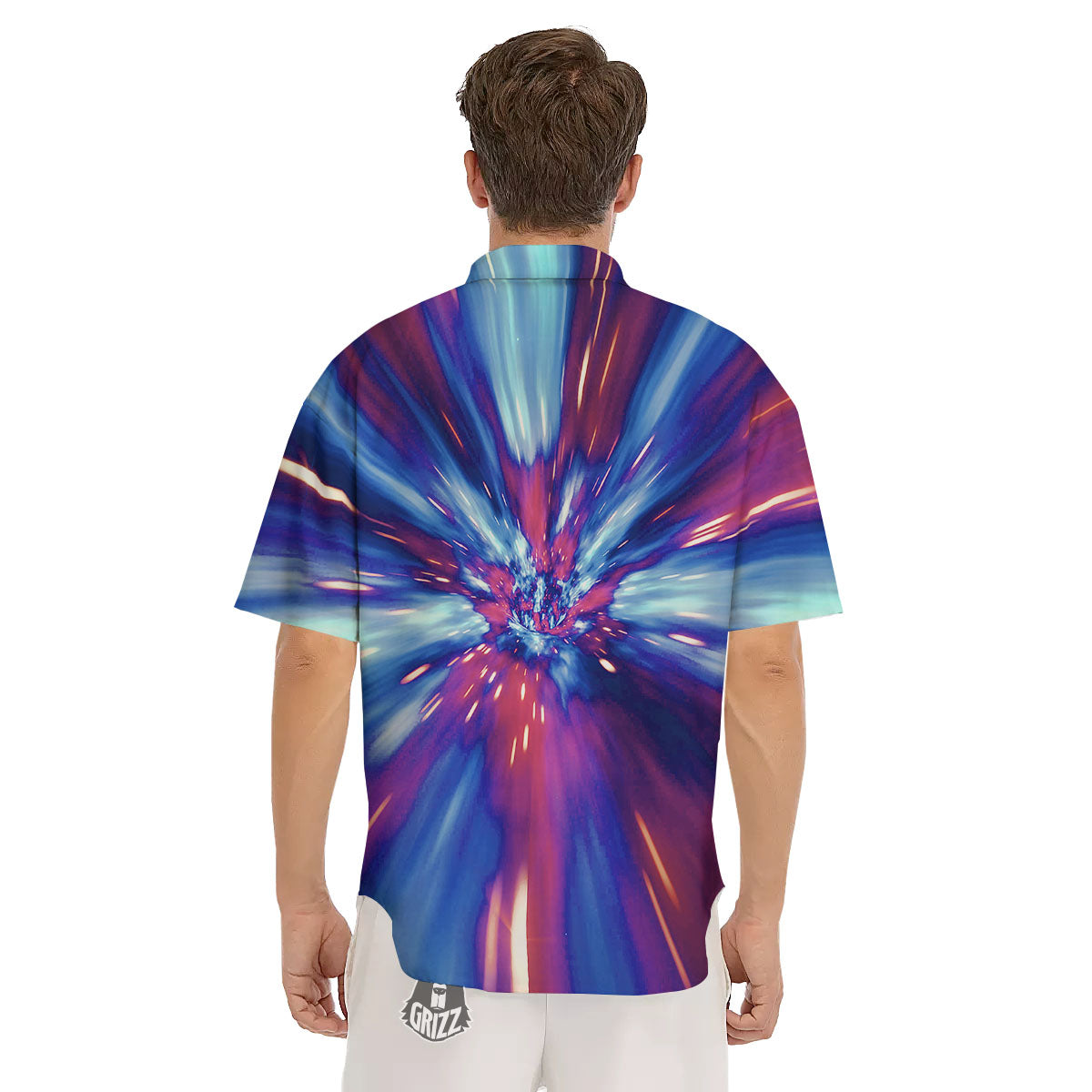 Lightspeed Galaxy Print Men's Short Sleeve Shirts-grizzshop