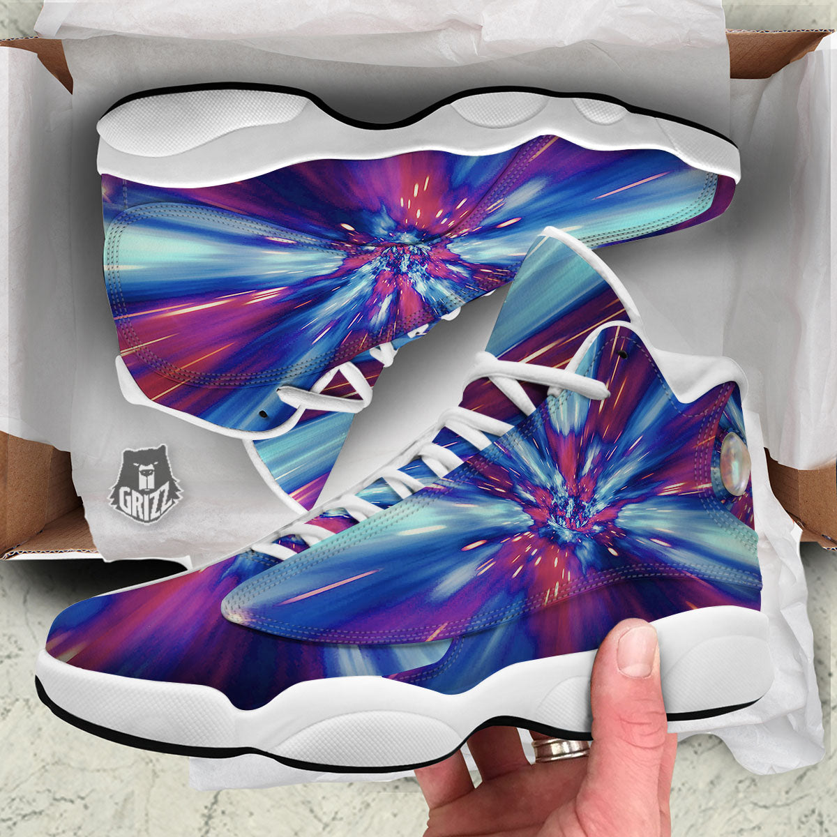 Lightspeed Galaxy Print White Basketball Shoes-grizzshop