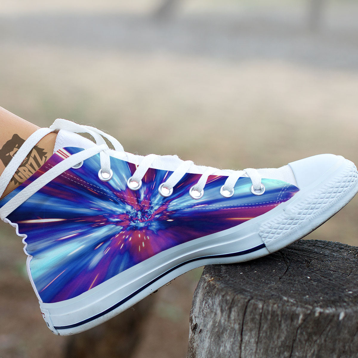 Lightspeed Galaxy Print White High Top Shoes-grizzshop