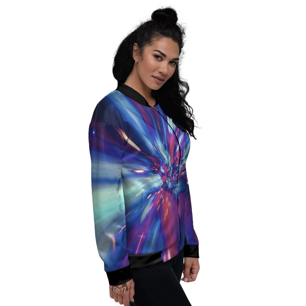 Lightspeed Galaxy Print Women's Bomber Jacket-grizzshop