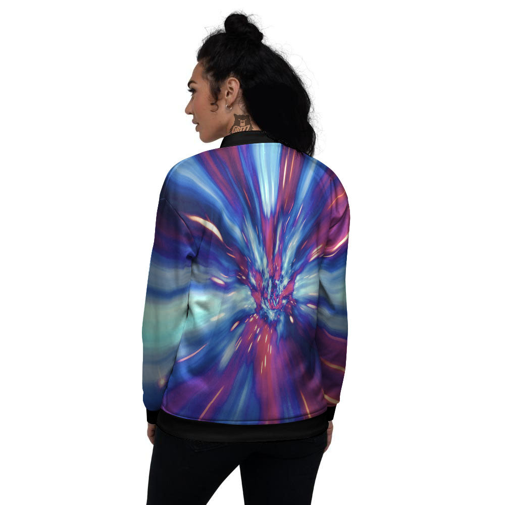 Lightspeed Galaxy Print Women's Bomber Jacket-grizzshop