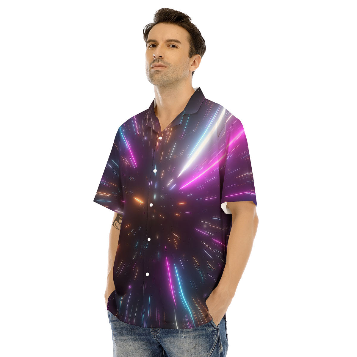 Lightspeed Hyperspace Print Men's Hawaiian Shirt-grizzshop