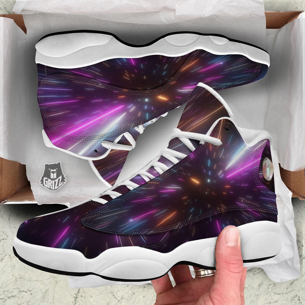 Lightspeed Hyperspace Print White Basketball Shoes-grizzshop
