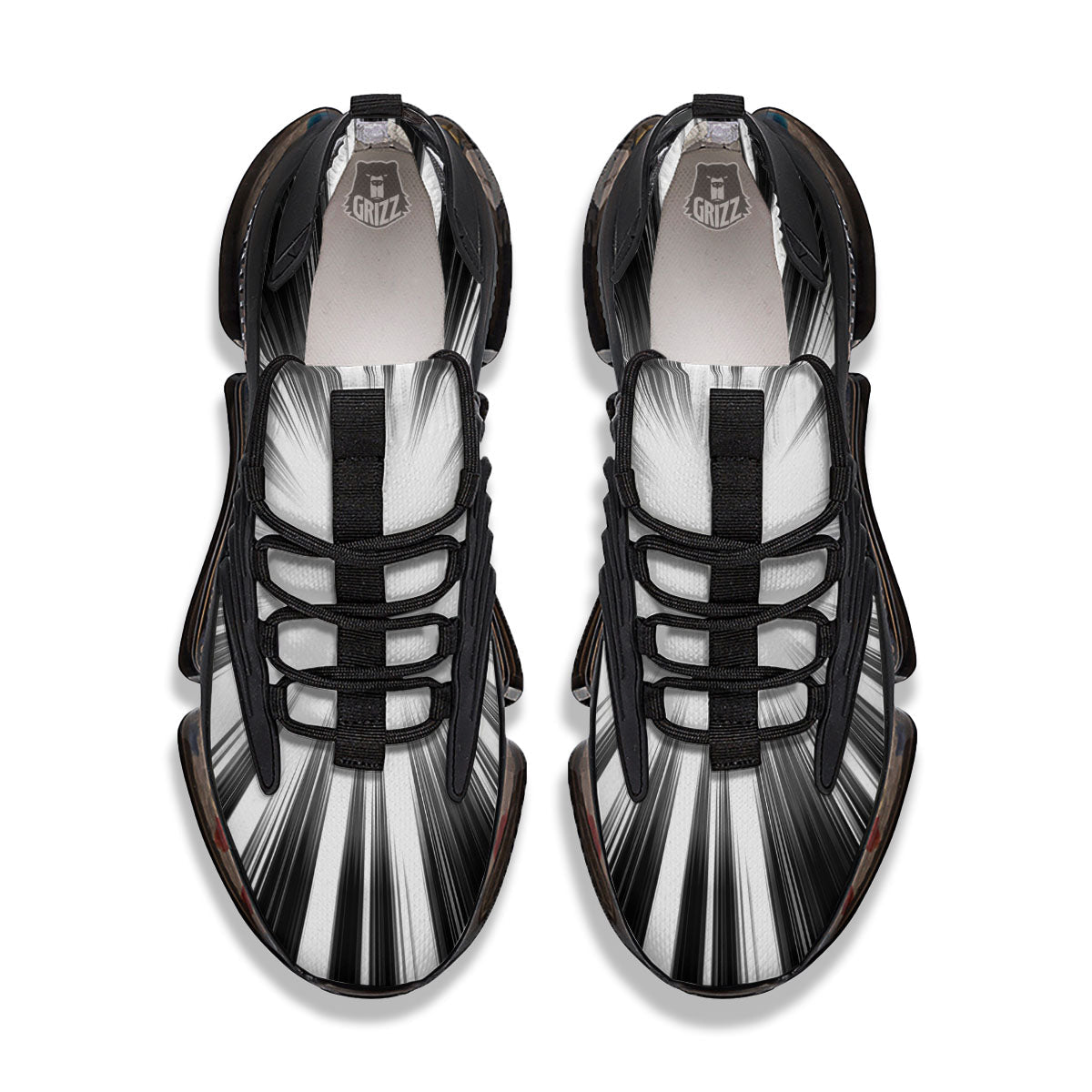 Lightspeed White And Black Print Black Gym Shoes-grizzshop