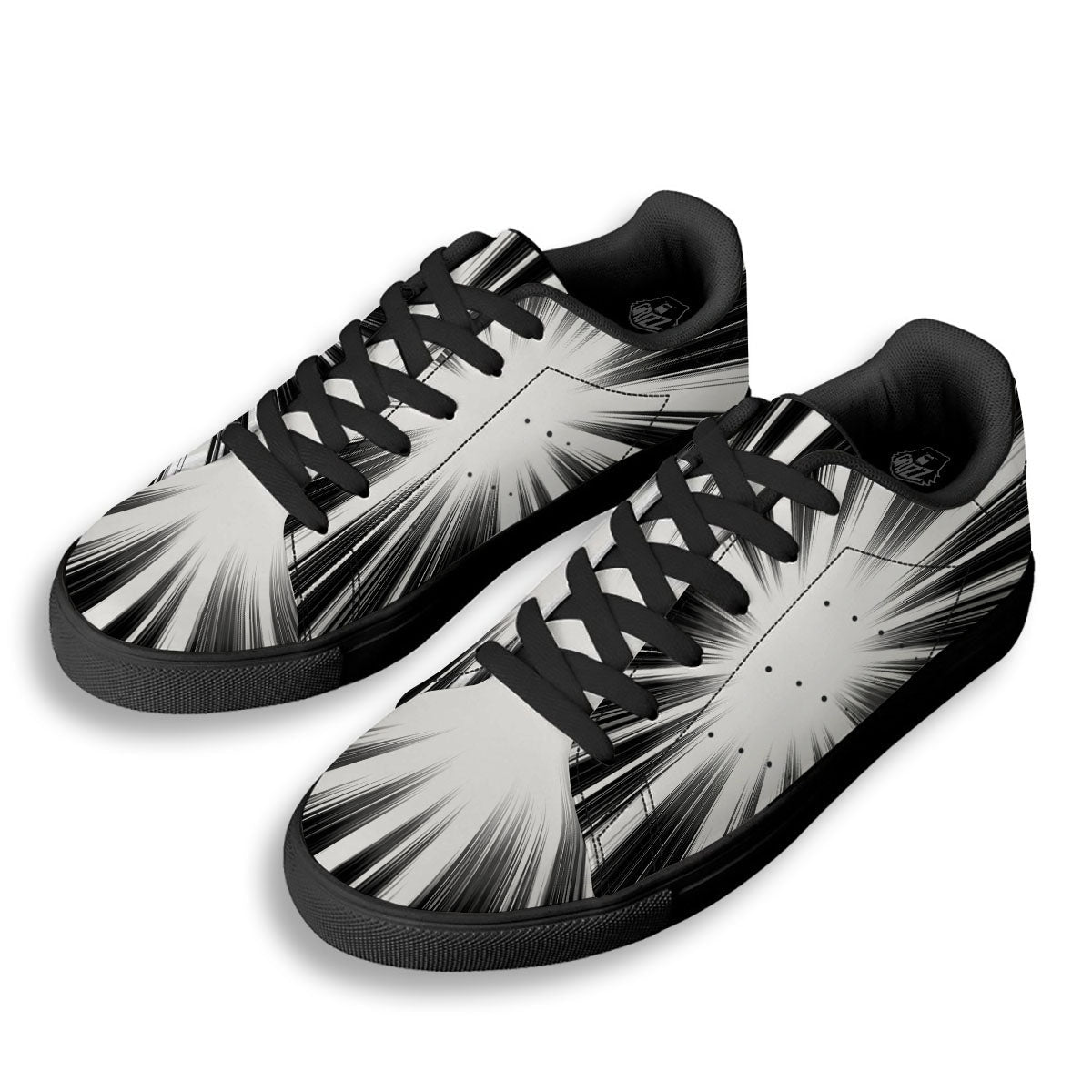 Lightspeed White And Black Print Black Low Top Sneakers-grizzshop