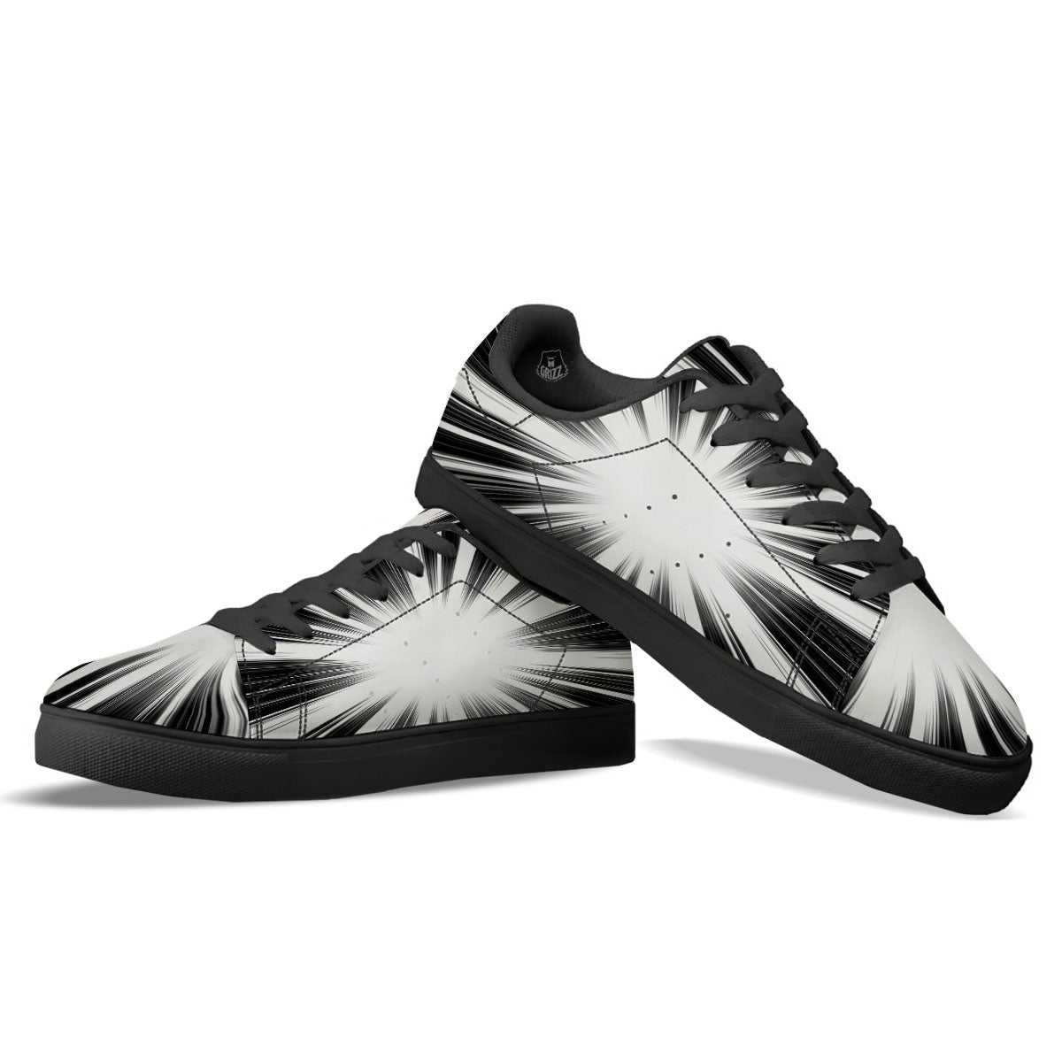 Lightspeed White And Black Print Black Low Top Sneakers-grizzshop