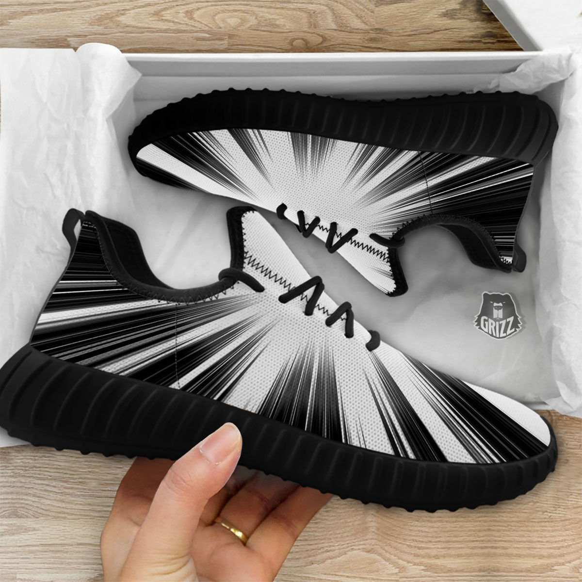 Lightspeed White And Black Print Black Walking Shoes-grizzshop