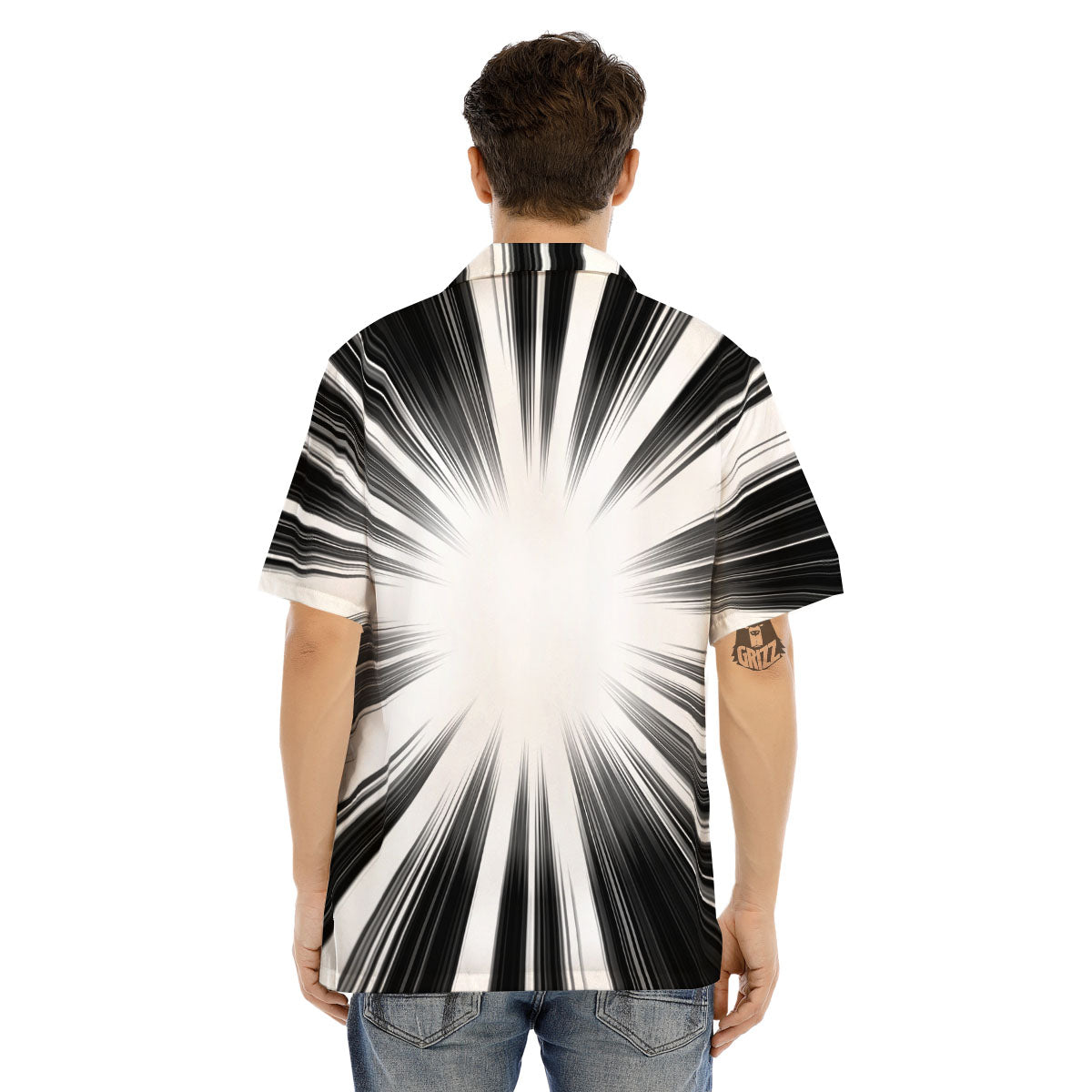 Lightspeed White And Black Print Men's Hawaiian Shirt-grizzshop