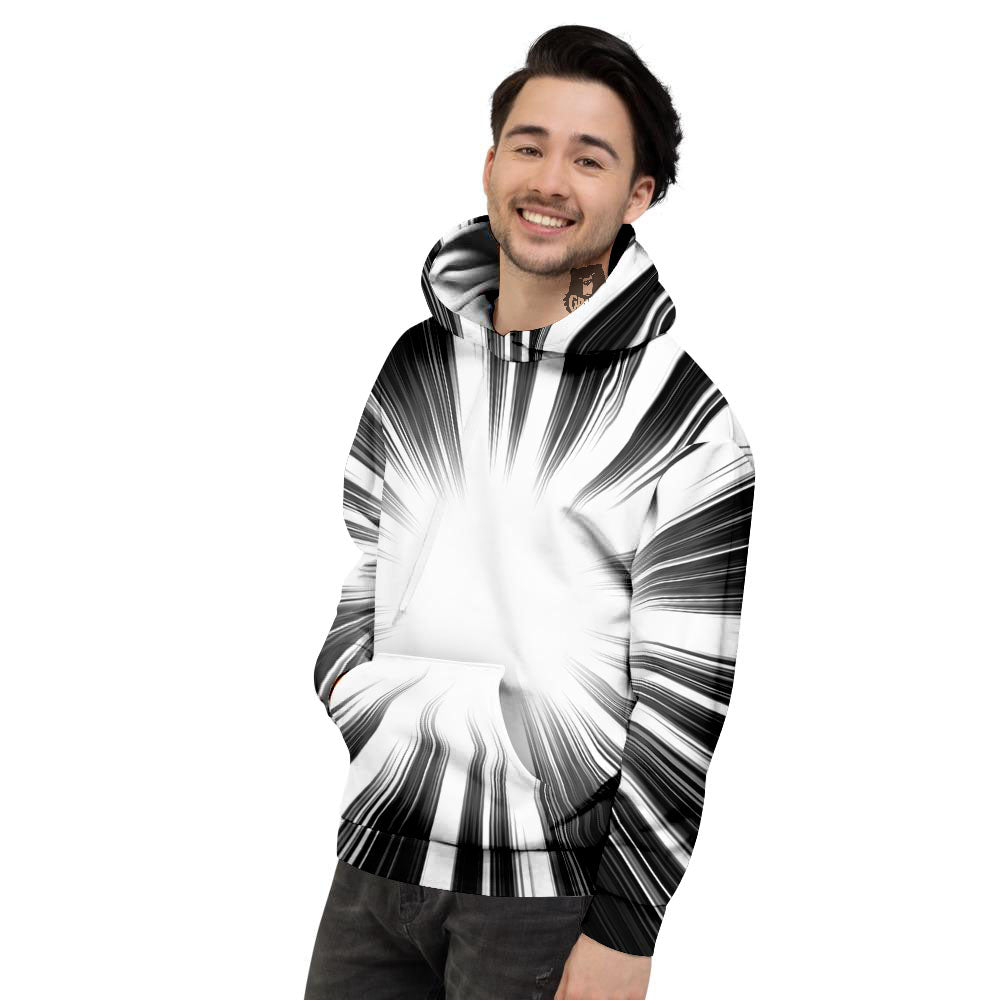 Lightspeed White And Black Print Men's Hoodie-grizzshop