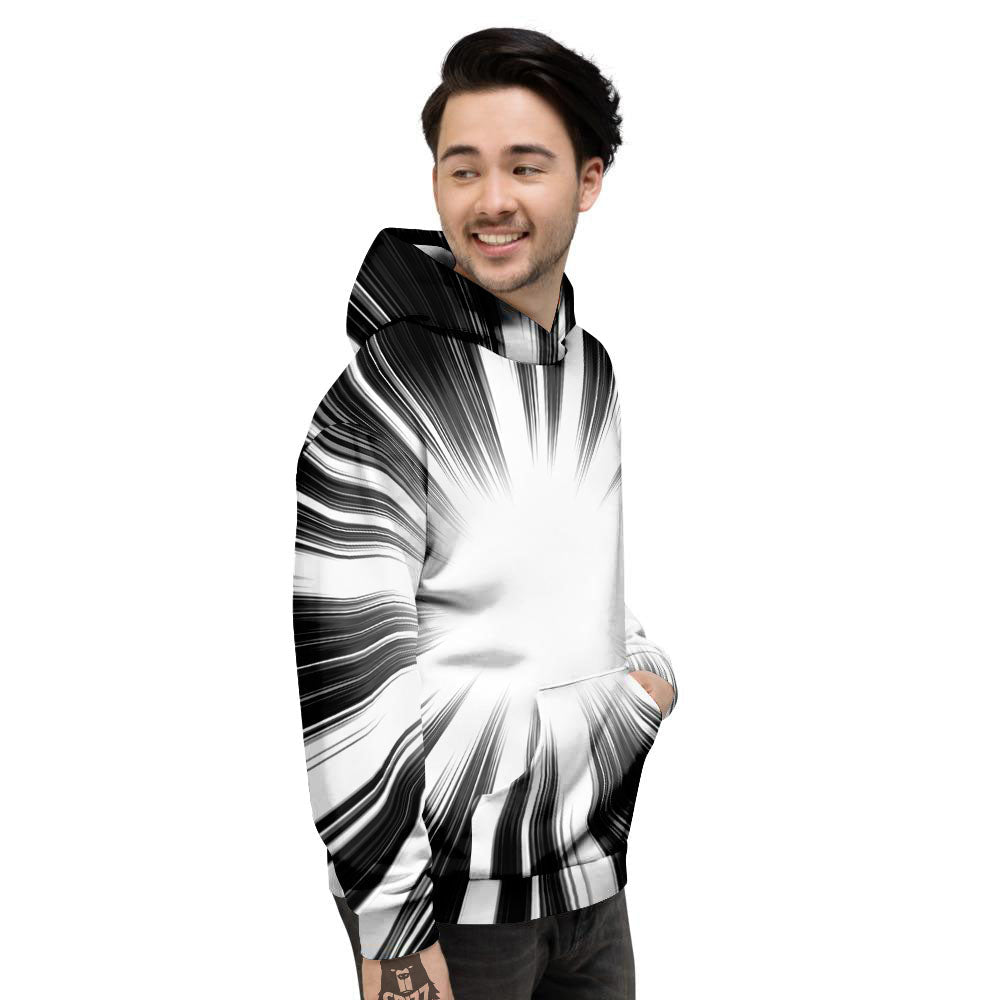 Lightspeed White And Black Print Men's Hoodie-grizzshop