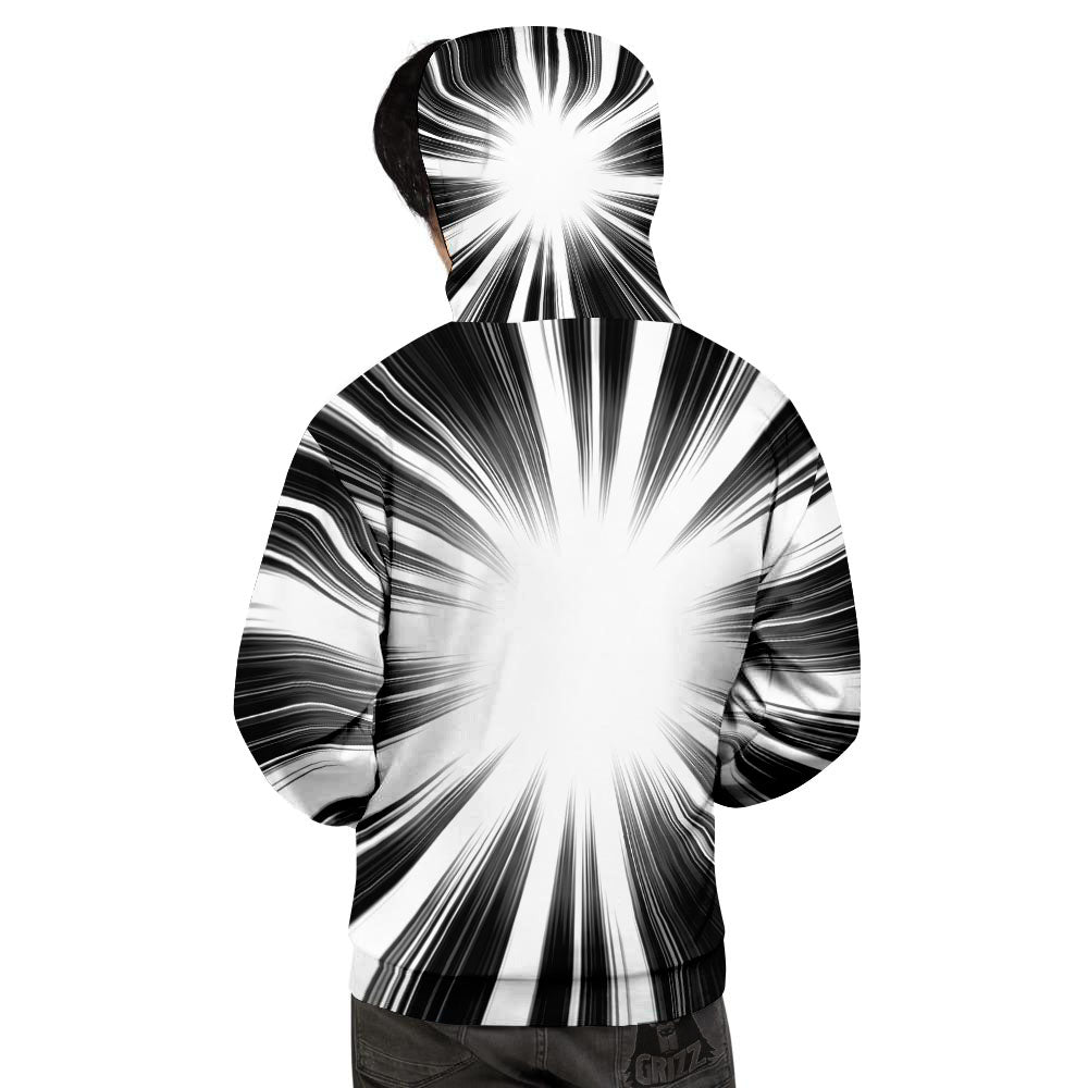 Lightspeed White And Black Print Men's Hoodie-grizzshop