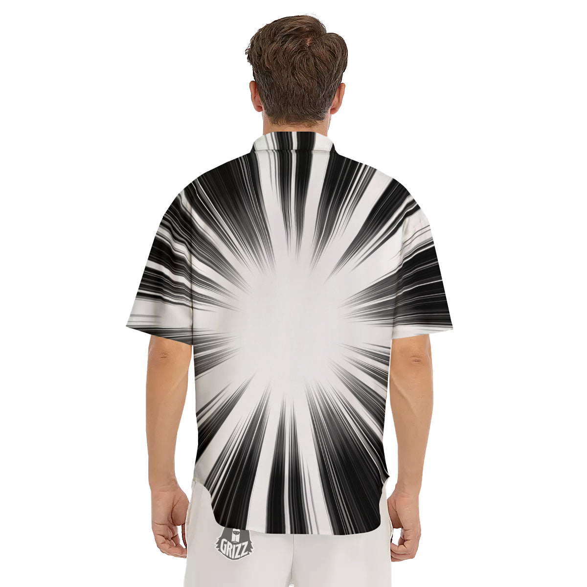 Lightspeed White And Black Print Men's Short Sleeve Shirts-grizzshop