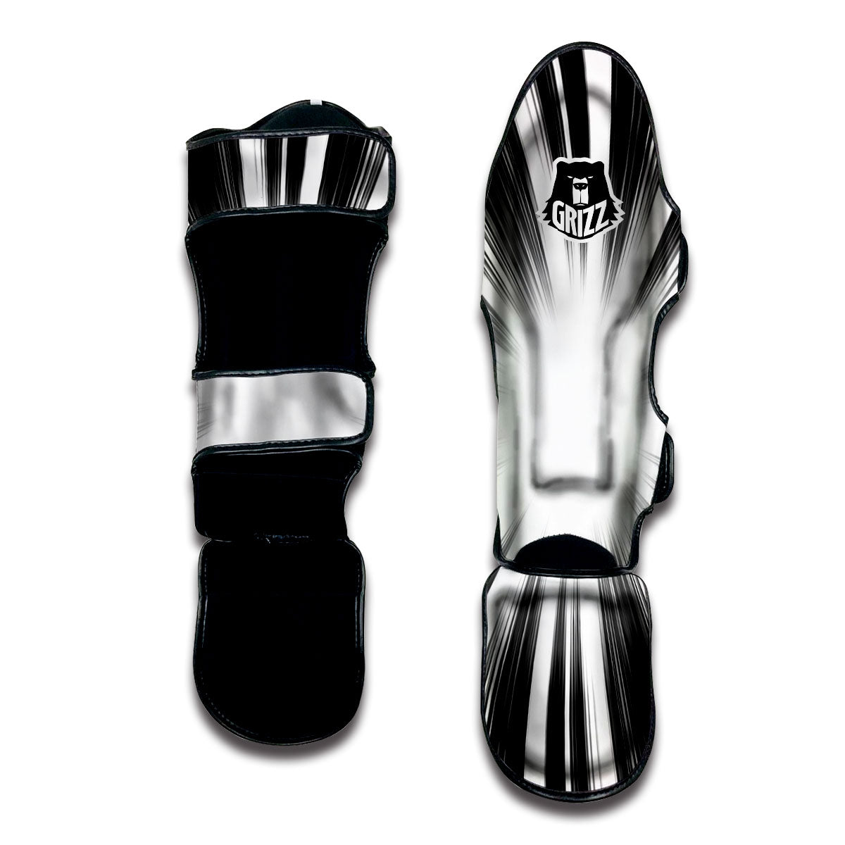 Lightspeed White And Black Print Muay Thai Shin Guards-grizzshop
