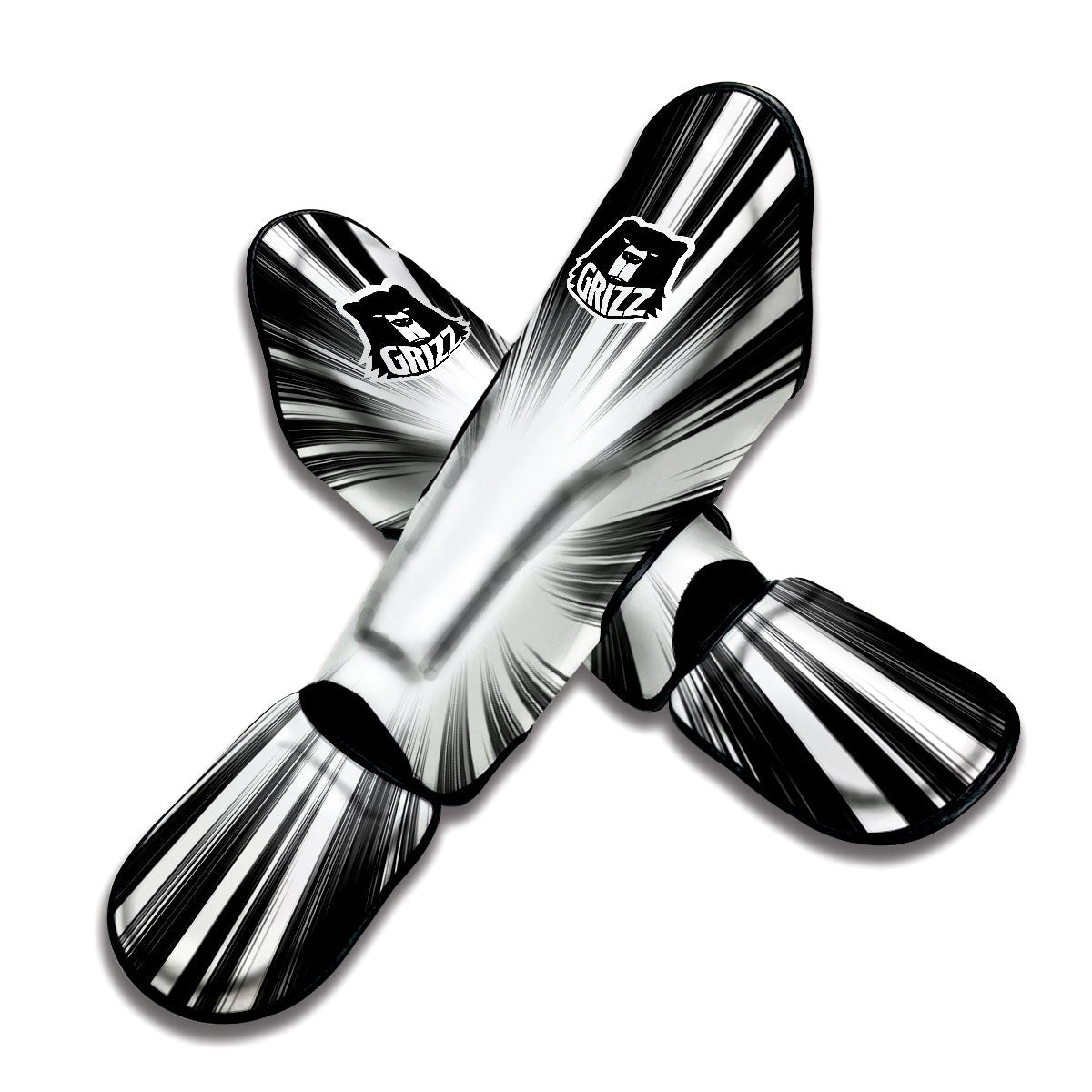 Lightspeed White And Black Print Muay Thai Shin Guards-grizzshop