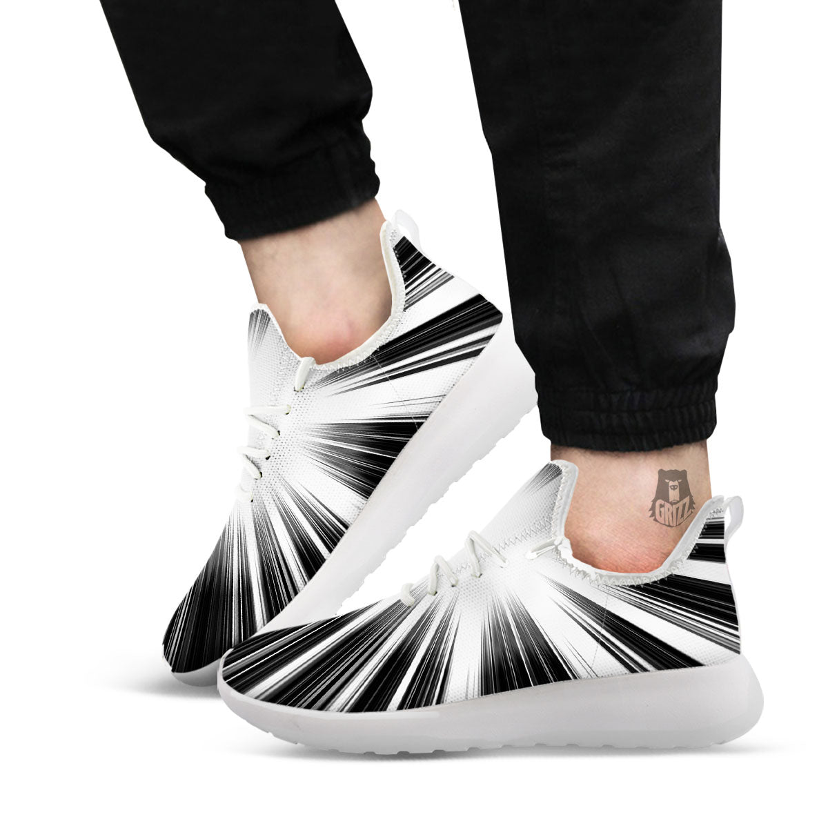 Lightspeed White And Black Print White Athletic Shoes-grizzshop