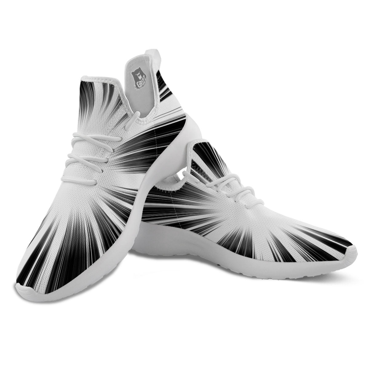Lightspeed White And Black Print White Athletic Shoes-grizzshop