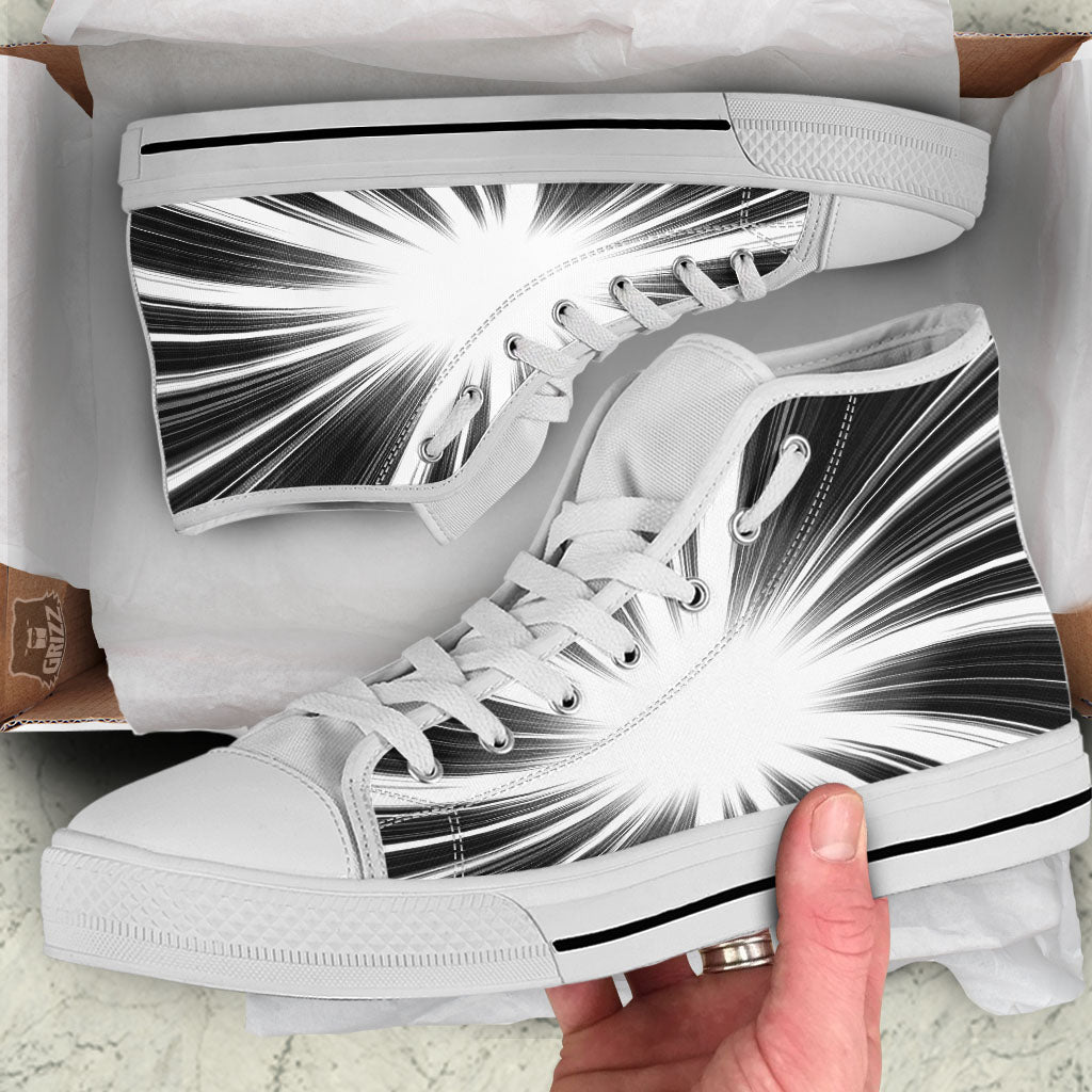 Lightspeed White And Black Print White High Top Shoes-grizzshop