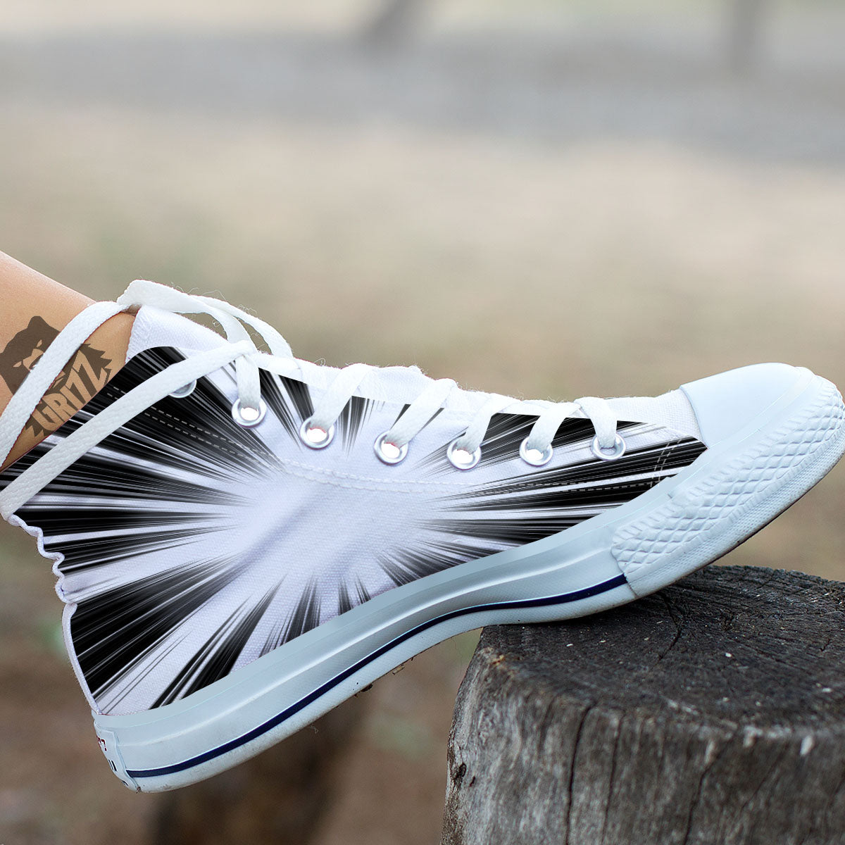 Lightspeed White And Black Print White High Top Shoes-grizzshop