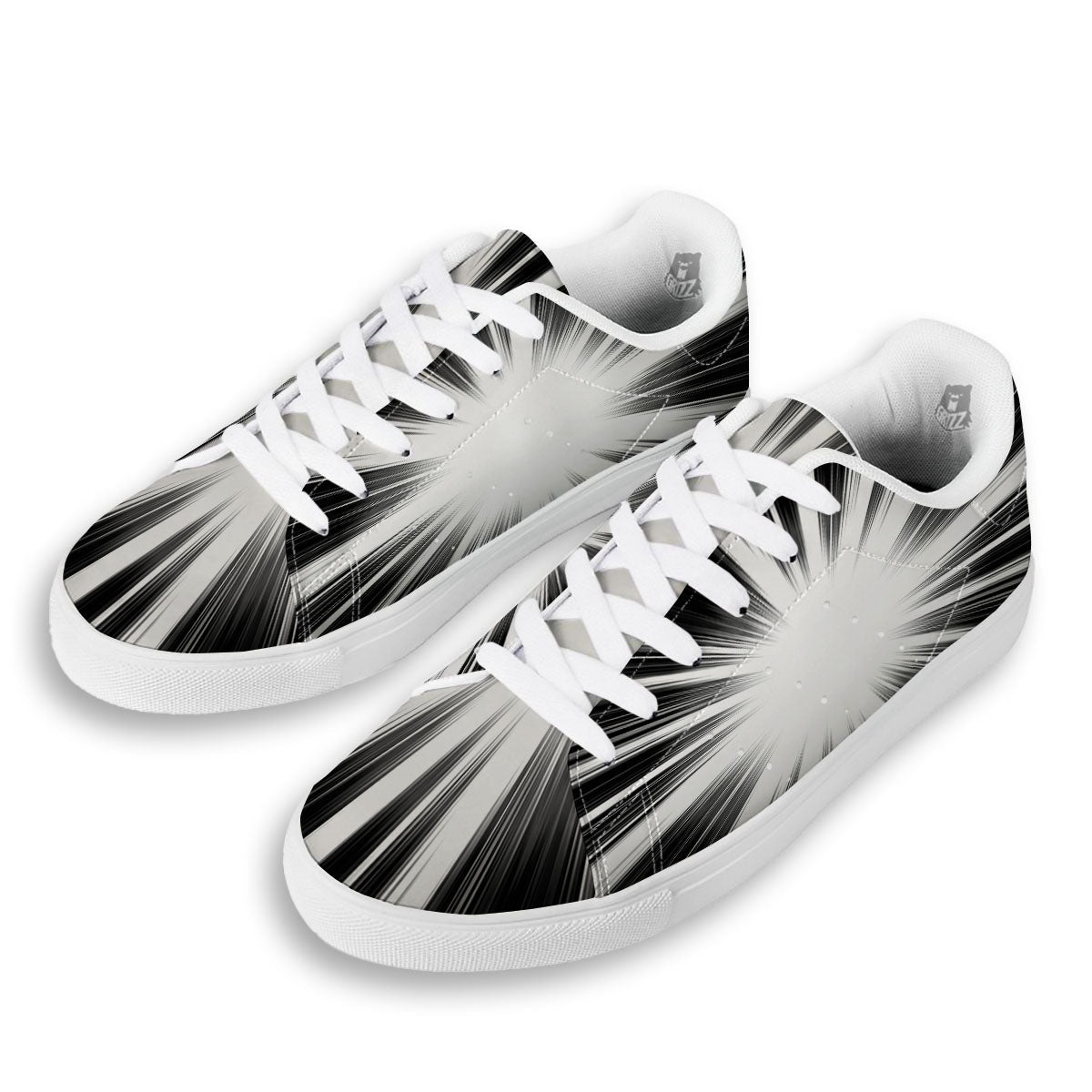 Lightspeed White And Black Print White Low Top Sneakers-grizzshop