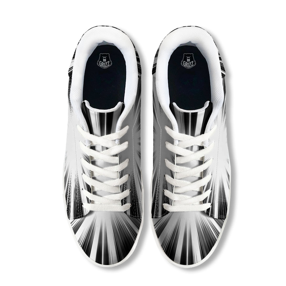 Lightspeed White And Black Print White Low Top Sneakers-grizzshop