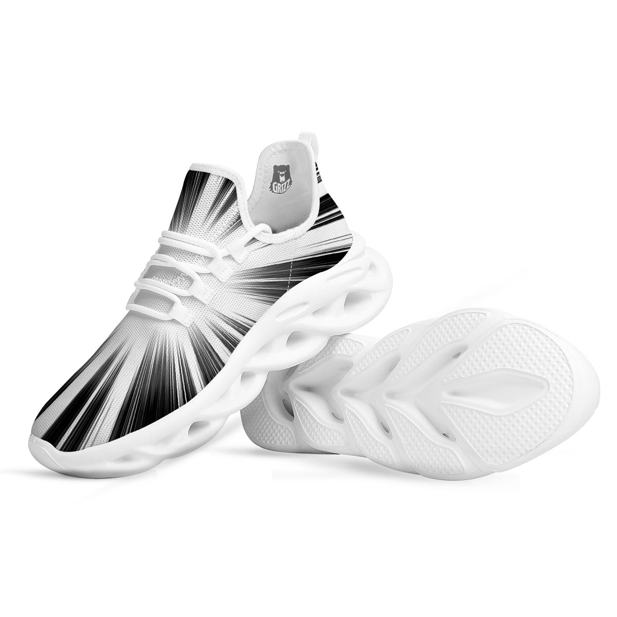 Lightspeed White And Black Print White Running Shoes-grizzshop