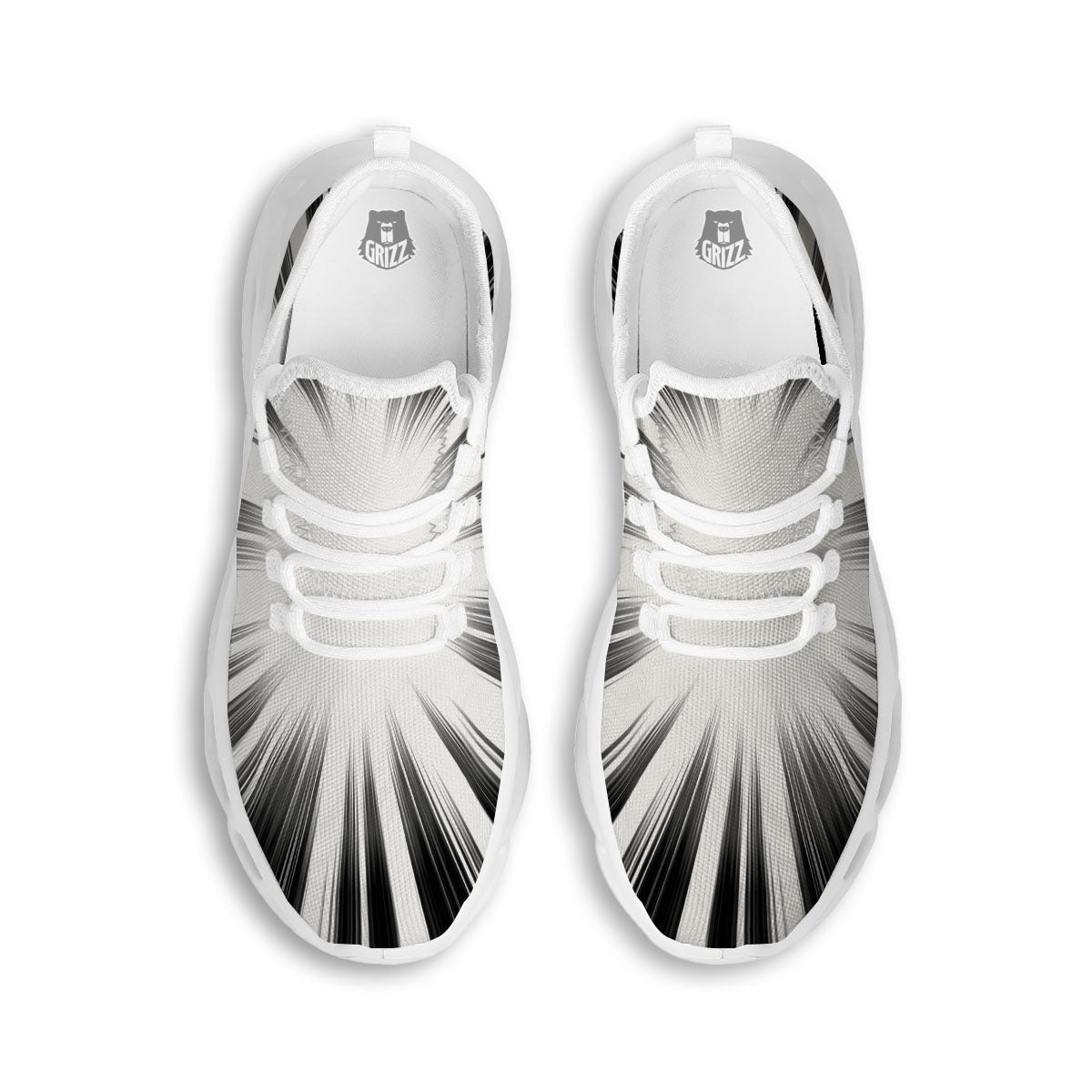 Lightspeed White And Black Print White Running Shoes-grizzshop