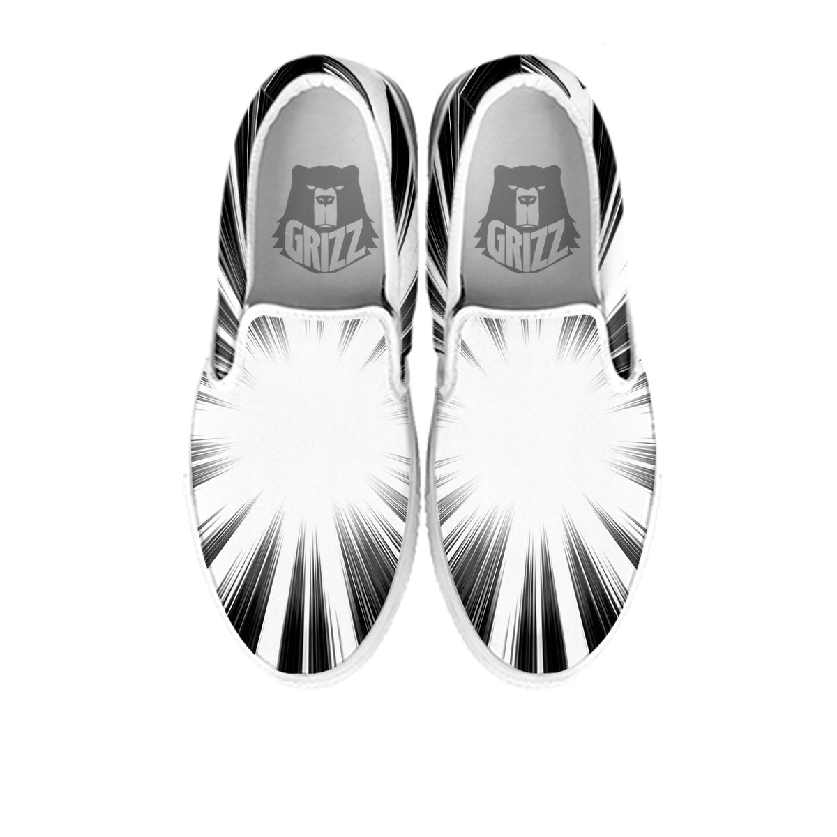 Lightspeed White And Black Print White Slip On Shoes-grizzshop
