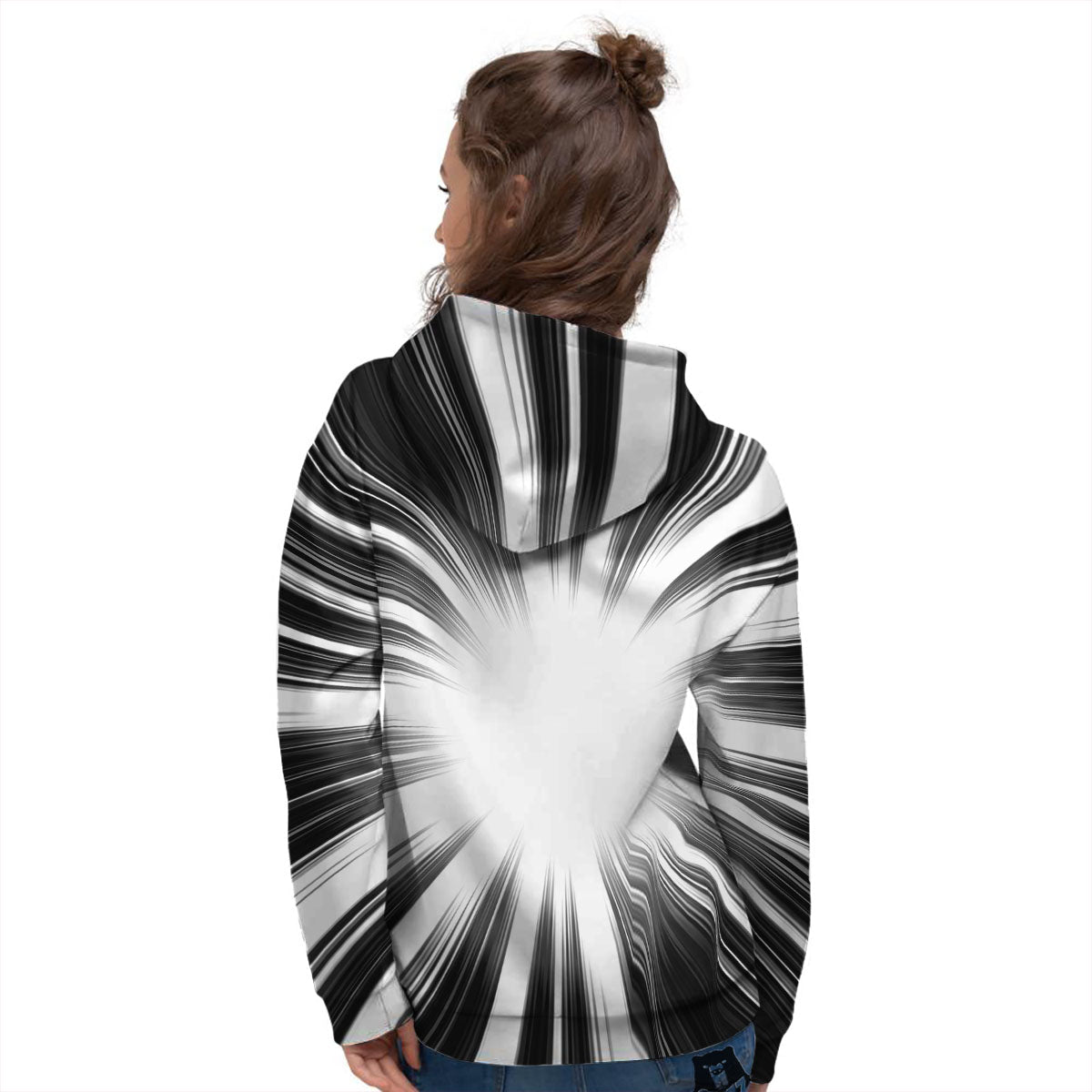 Lightspeed White And Black Print Women's Hoodie-grizzshop