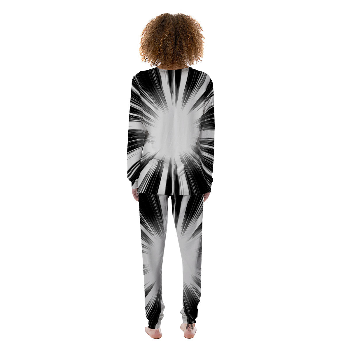 Lightspeed White And Black Print Women's Pajamas-grizzshop