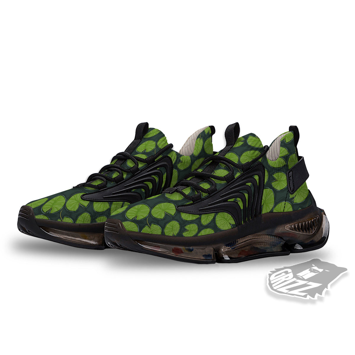 Lily Pads Water Print Pattern Black Gym Shoes-grizzshop