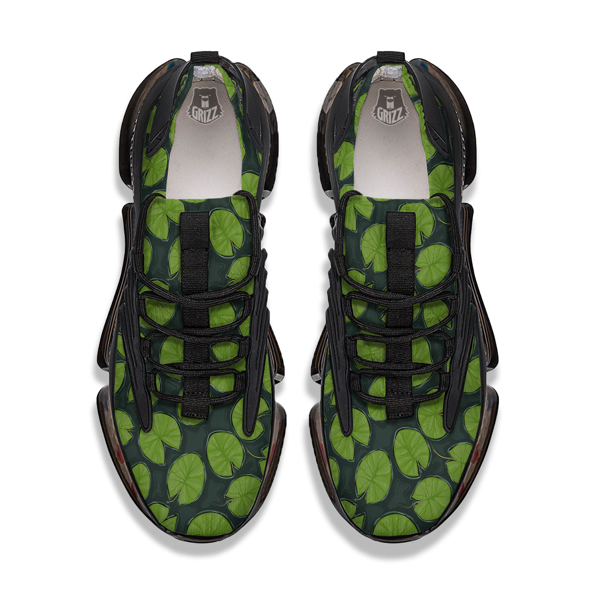 Lily Pads Water Print Pattern Black Gym Shoes-grizzshop