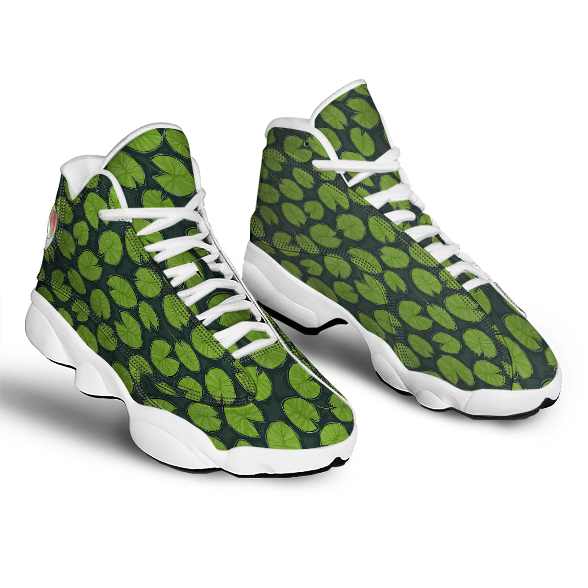 Lily Pads Water Print Pattern White Basketball Shoes-grizzshop
