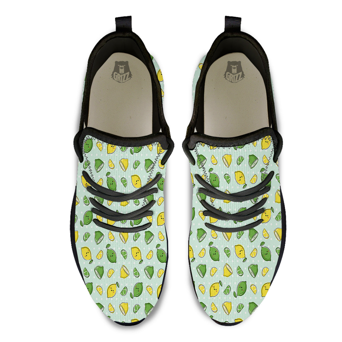 Lime Cute Print Pattern Black Athletic Shoes-grizzshop