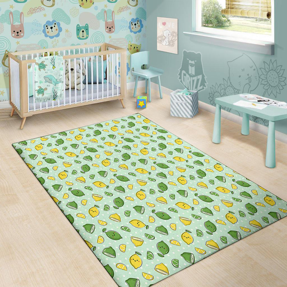 Lime Cute Print Pattern Floor Mat-grizzshop