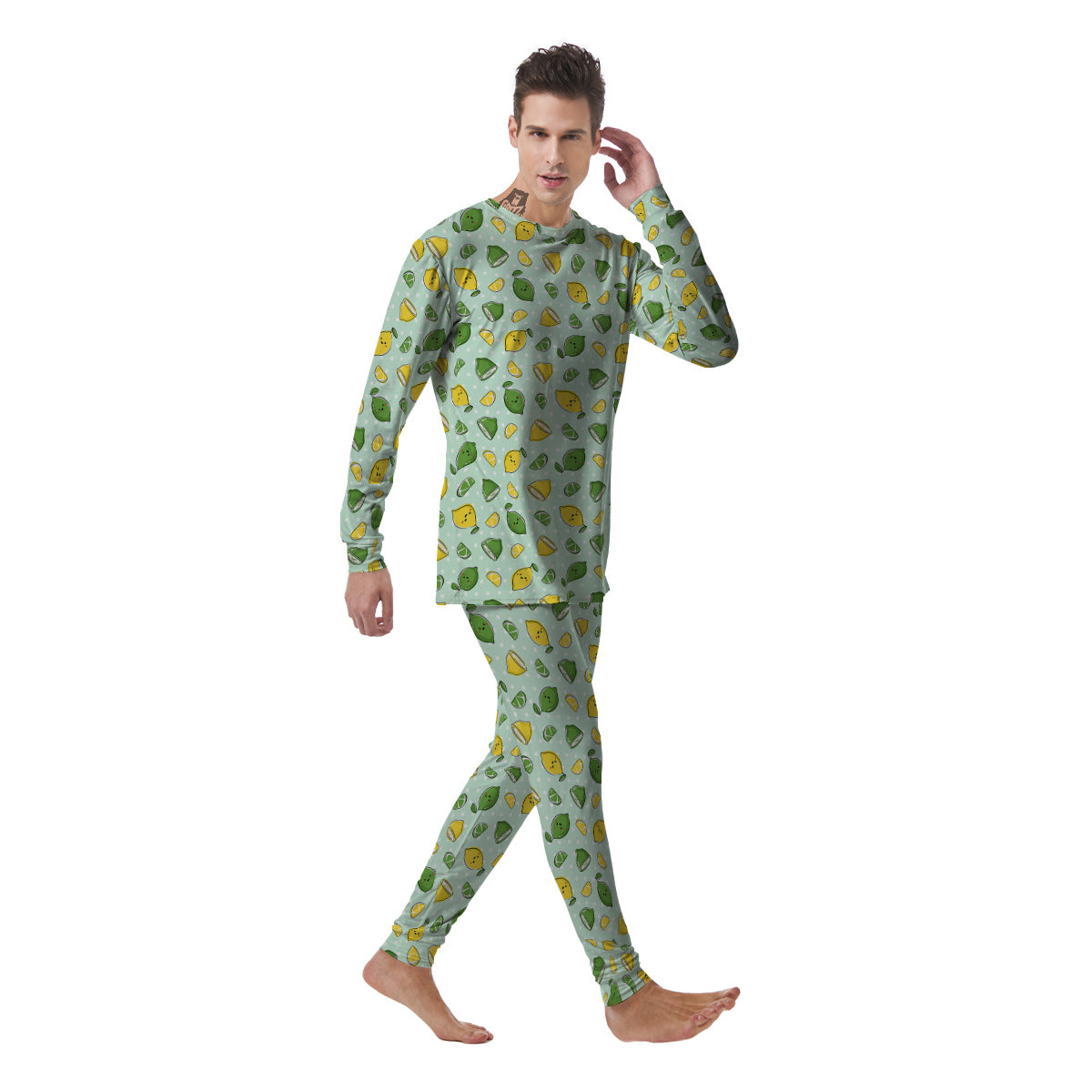 Lime Cute Print Pattern Men's Pajamas-grizzshop