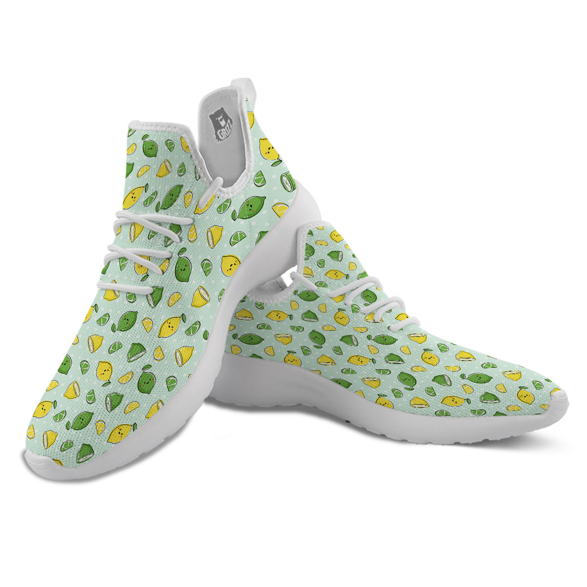 Lime Cute Print Pattern White Athletic Shoes-grizzshop