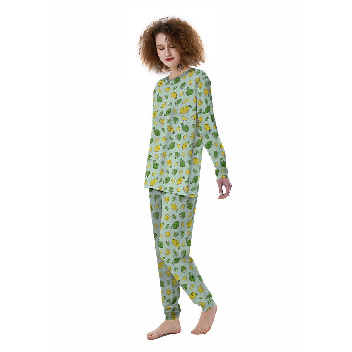 Lime Cute Print Pattern Women's Pajamas-grizzshop