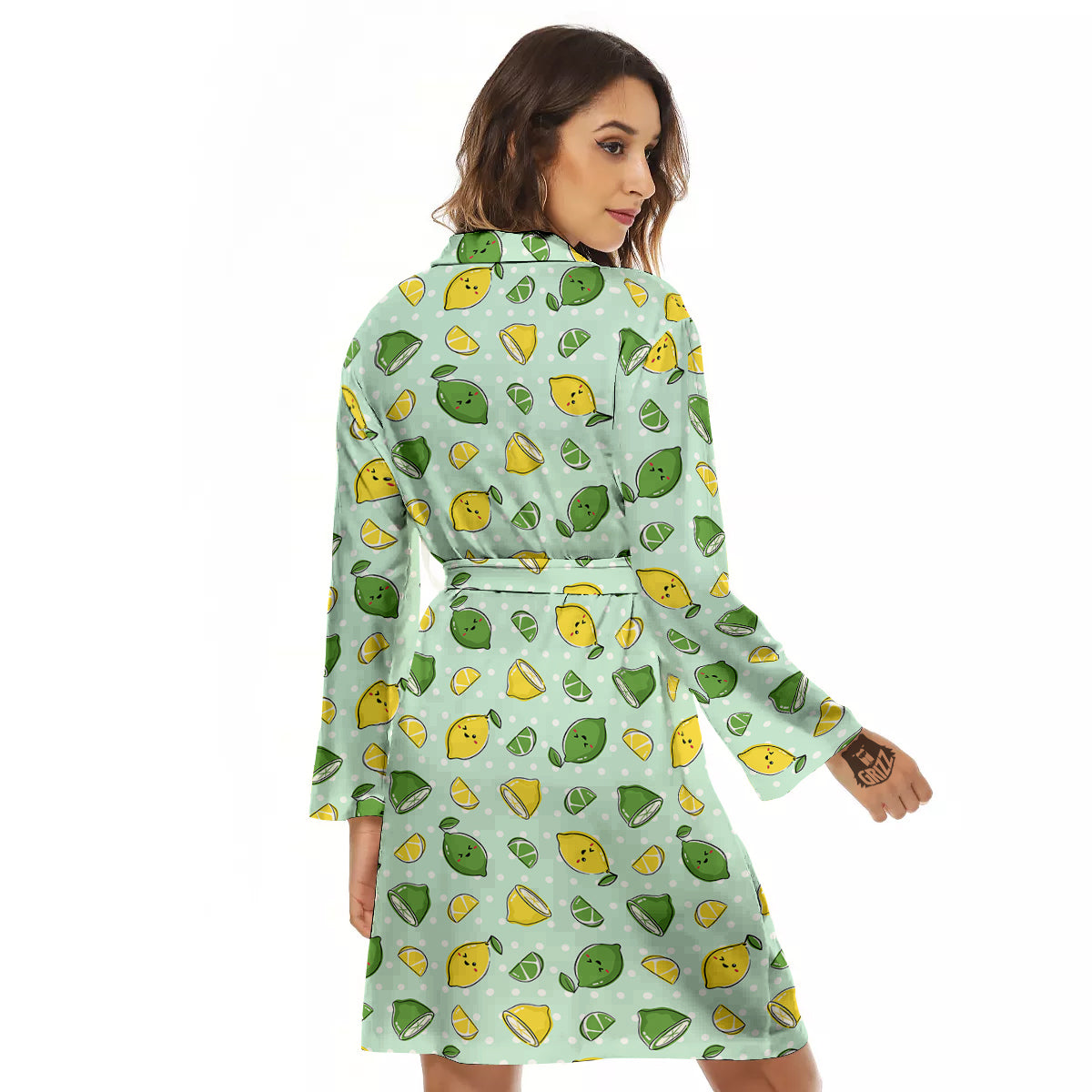 Lime Cute Print Pattern Women's Robe-grizzshop