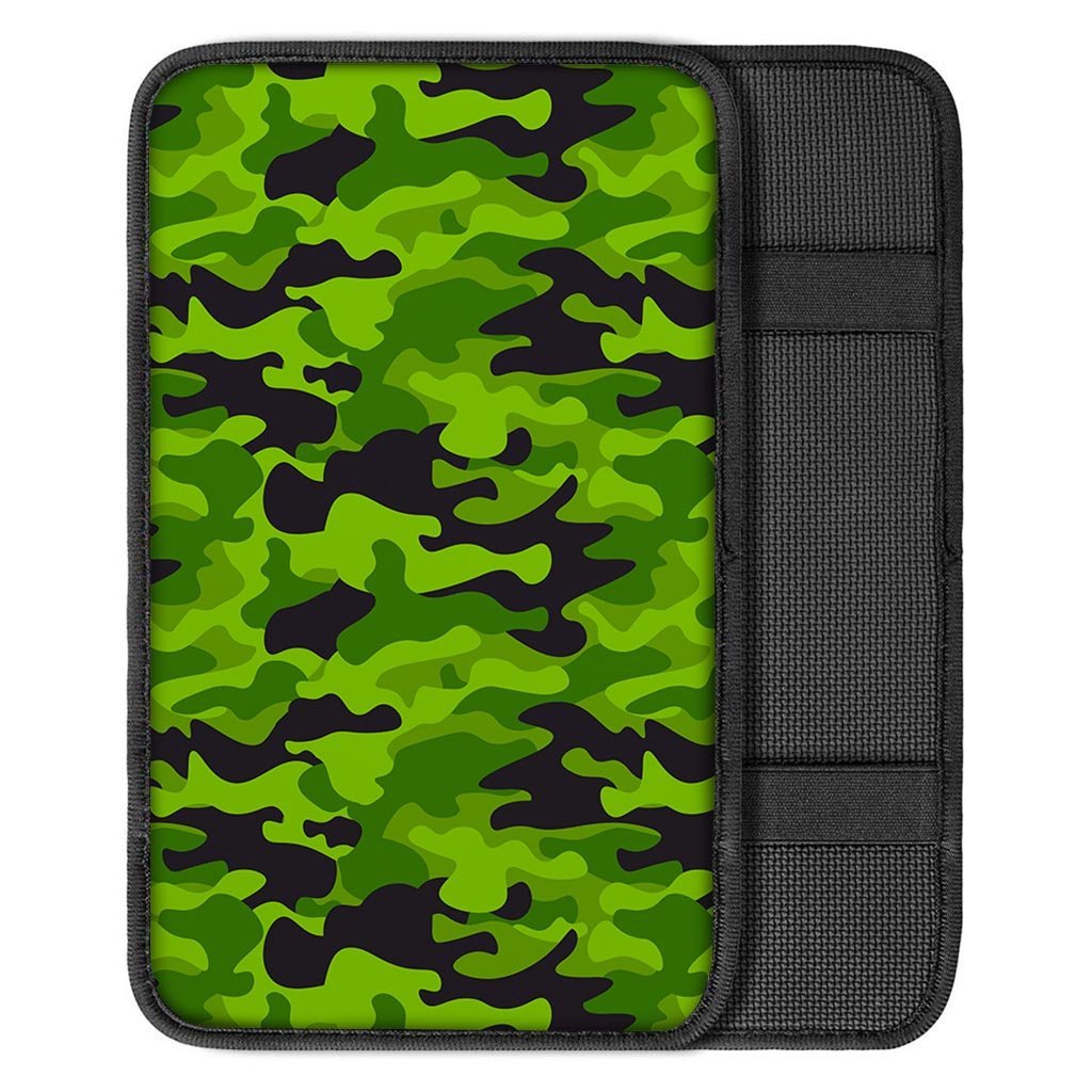 Lime Green Camo Print Car Console Cover-grizzshop