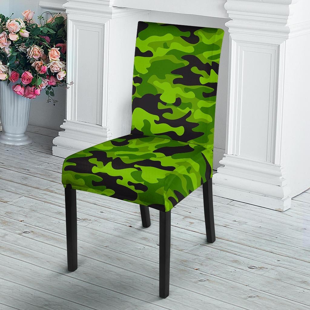 Lime Green Camo Print Chair Cover-grizzshop