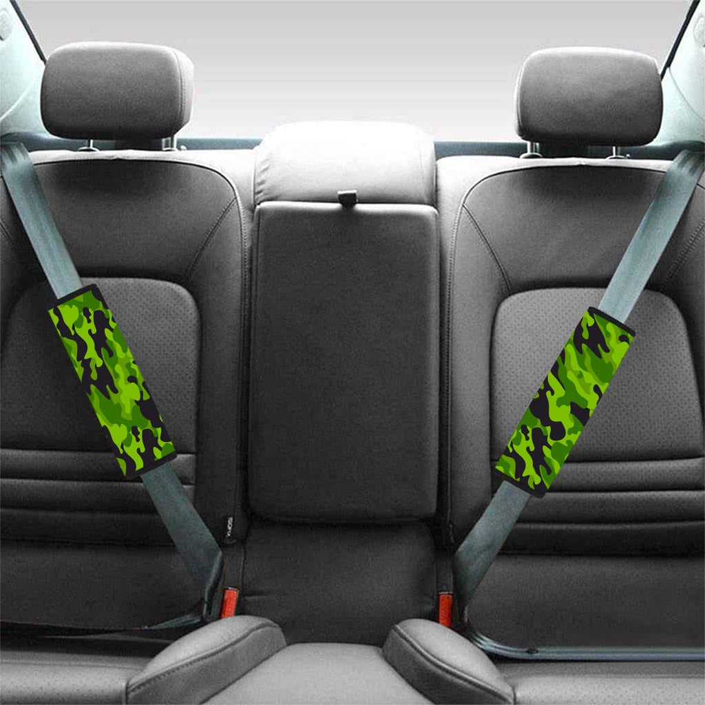 Lime Green Camo Print Seat Belt Cover-grizzshop