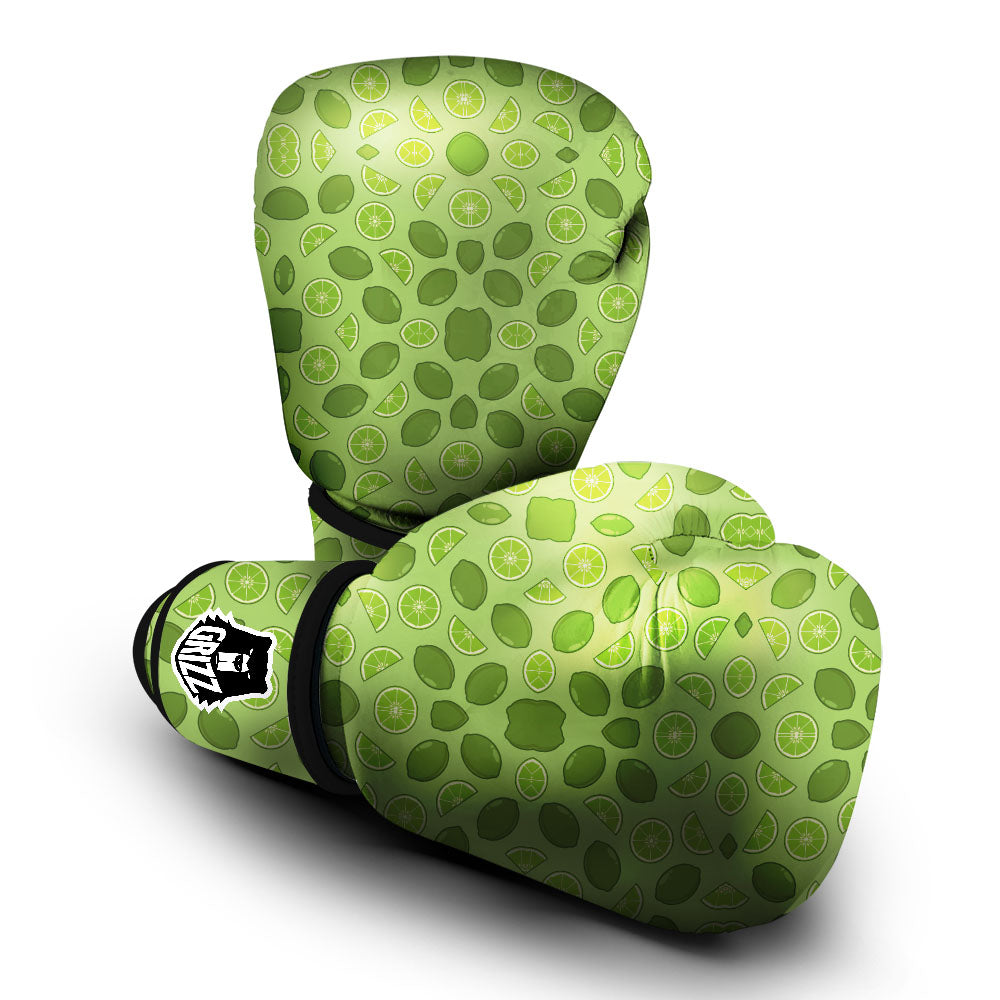 Lime Green Print Pattern Boxing Gloves-grizzshop