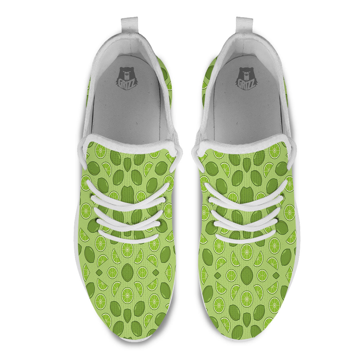 Lime Green Print Pattern White Athletic Shoes-grizzshop