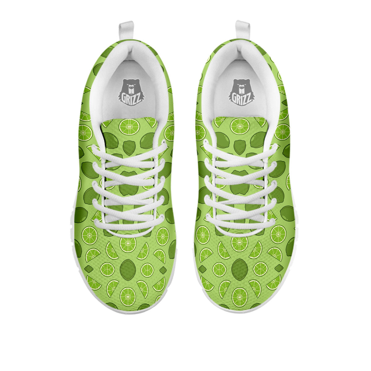 Lime Green Print Pattern White Sneaker-grizzshop