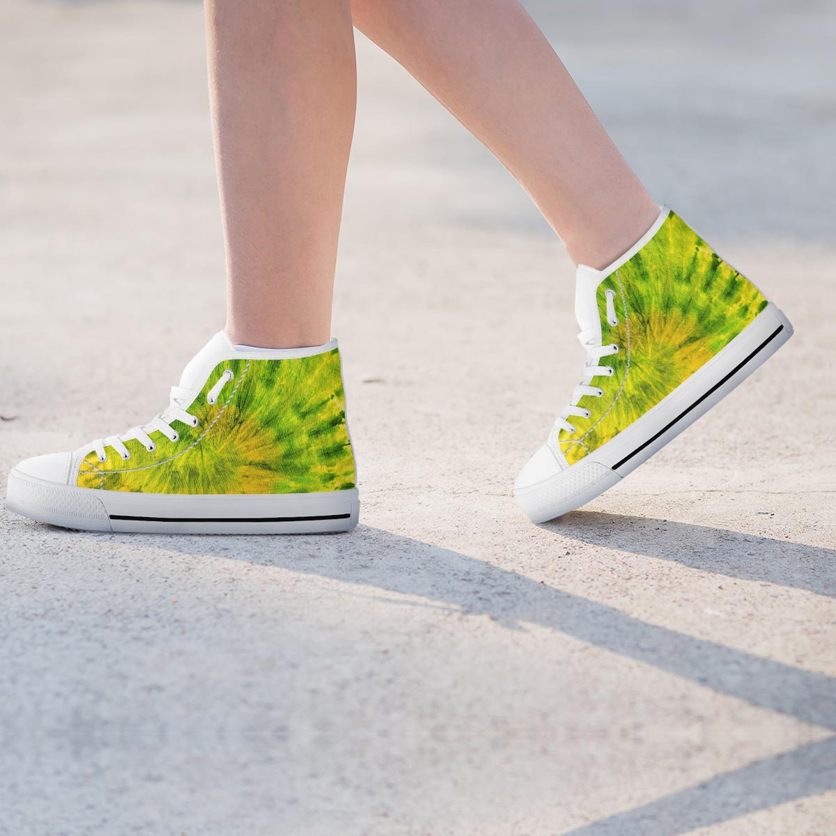 Lime Green Tie Dye Women's High Top Shoes-grizzshop