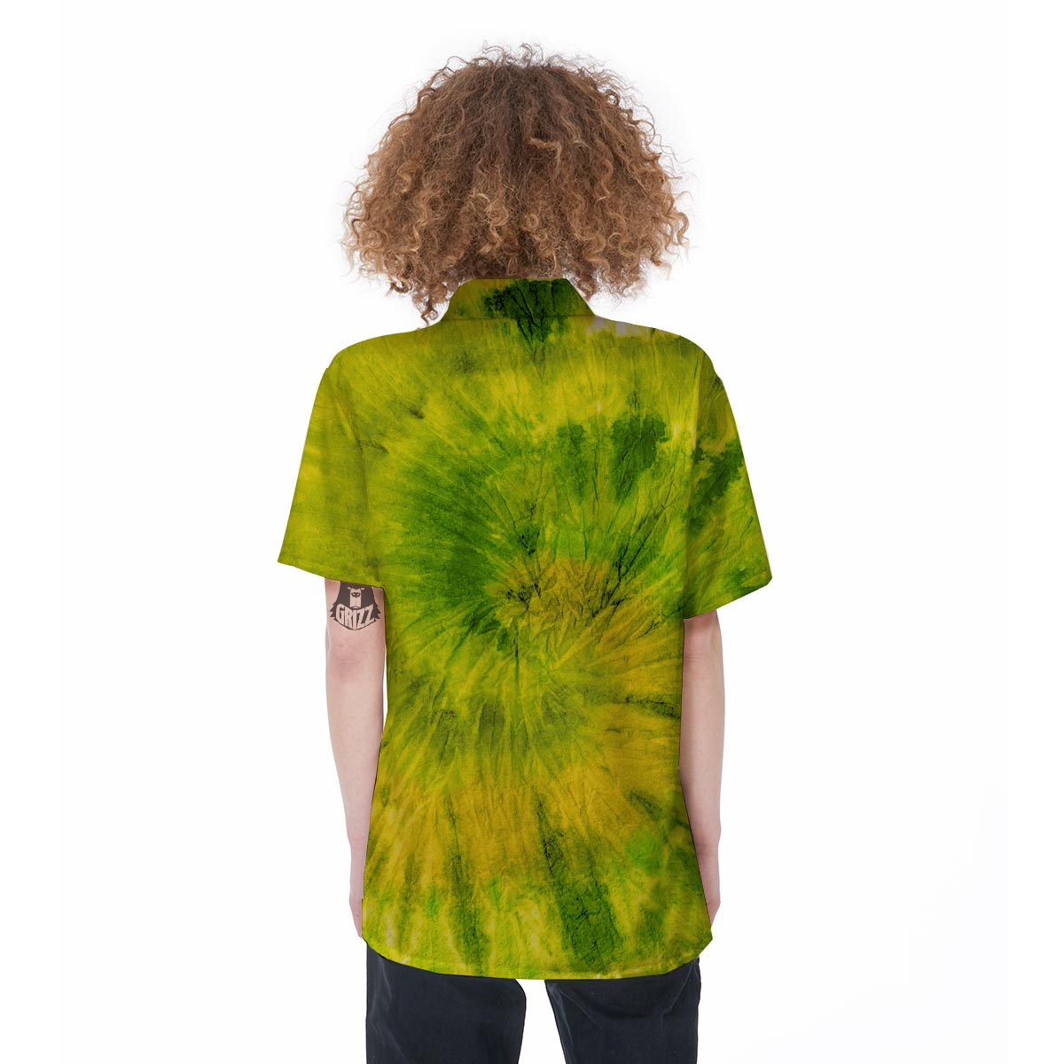 Lime Green Tie Dye Women's Short Sleeve Shirts-grizzshop