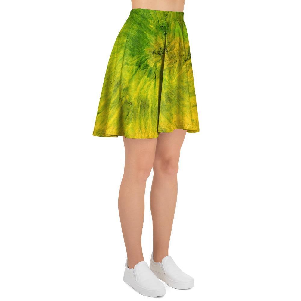 Lime Green Tie Dye Women's Skirt-grizzshop