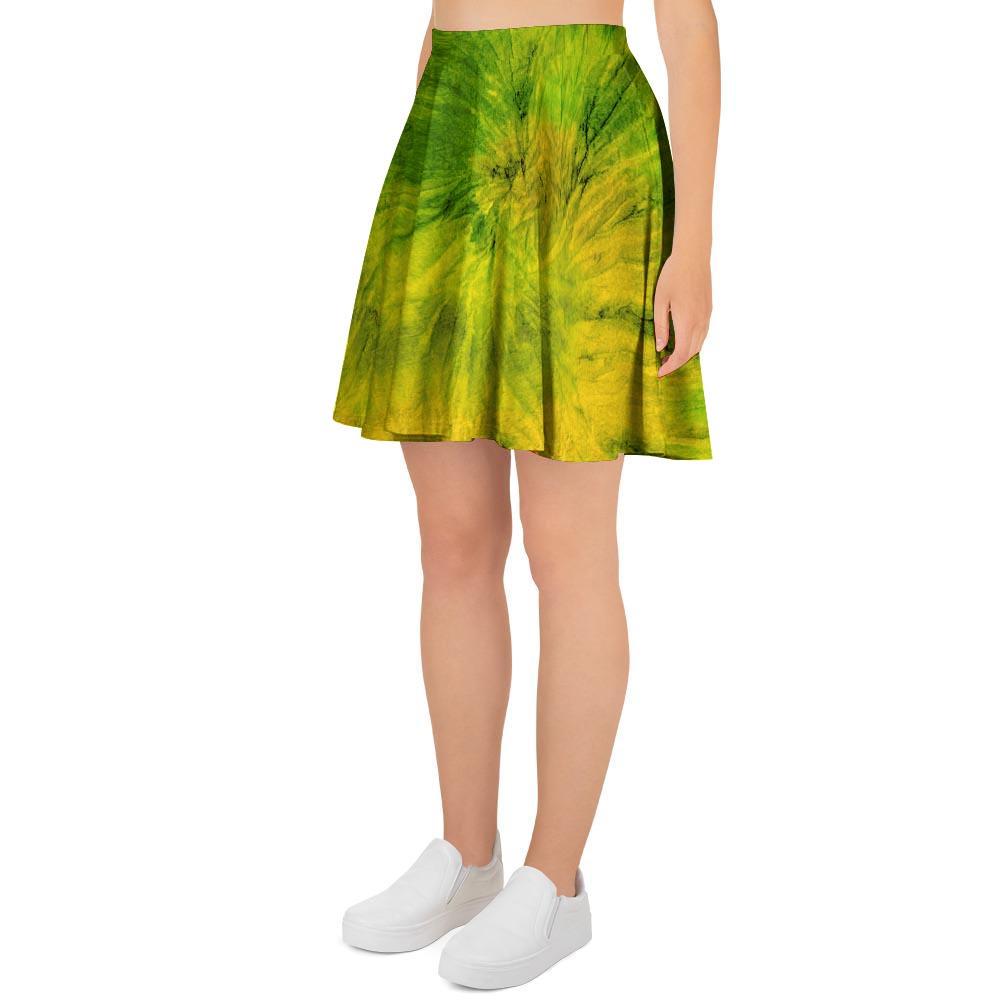 Lime Green Tie Dye Women's Skirt-grizzshop